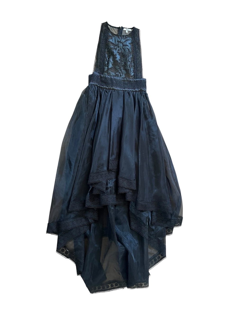 Asilio Black Lace Appliqué Mesh Dress Top
